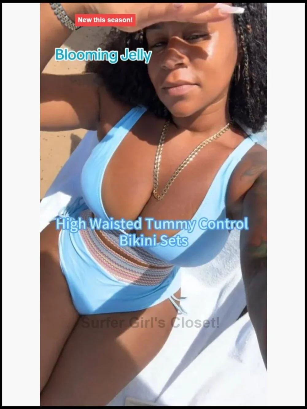 High Waisted Tummy Control Bikini Set Two Piece Drawstring Bathing Suit